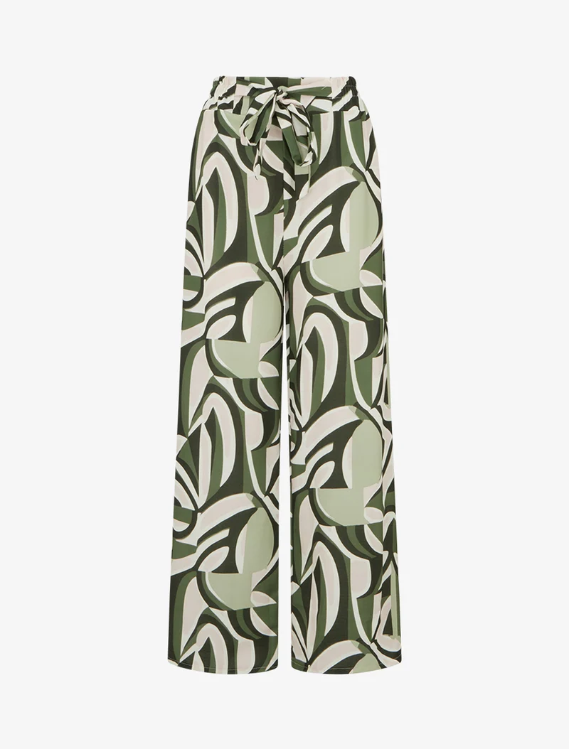 Weit geschnittene Hose mit grafischem Print. - Kaki