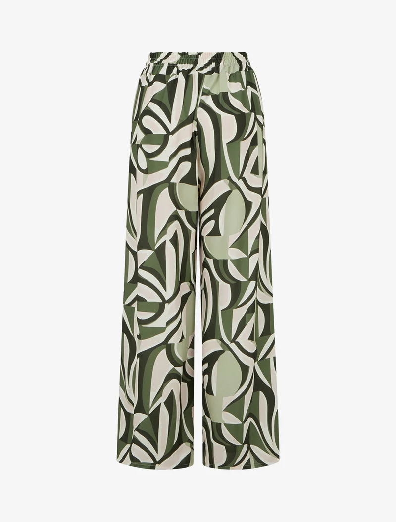 Weit geschnittene Hose mit grafischem Print. - Kaki