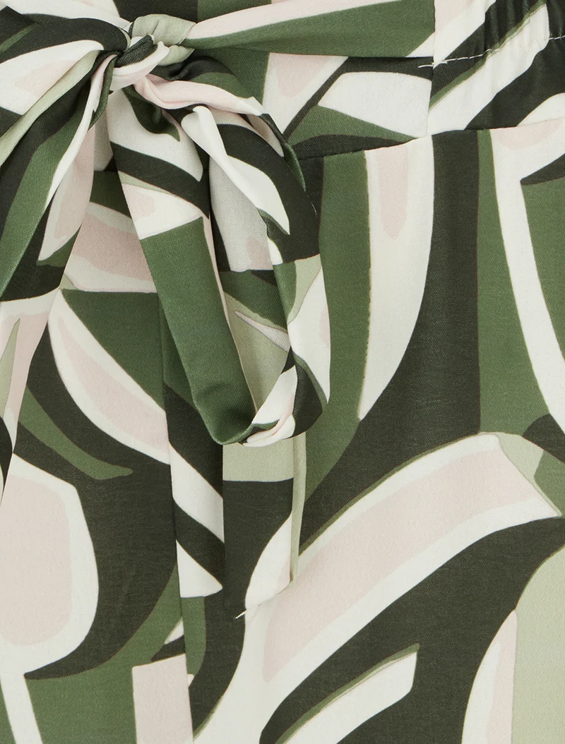 Weit geschnittene Hose mit grafischem Print. - Kaki
