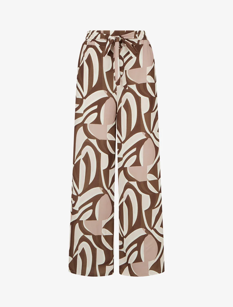 Weit geschnittene Hose mit grafischem Print. - Braun