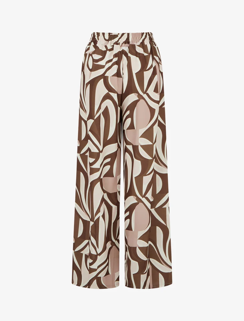 Weit geschnittene Hose mit grafischem Print. - Braun