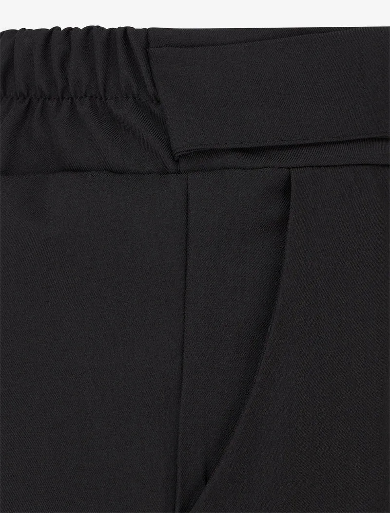 Weite Hose mit Riemen und Knöpfen - Schwarz