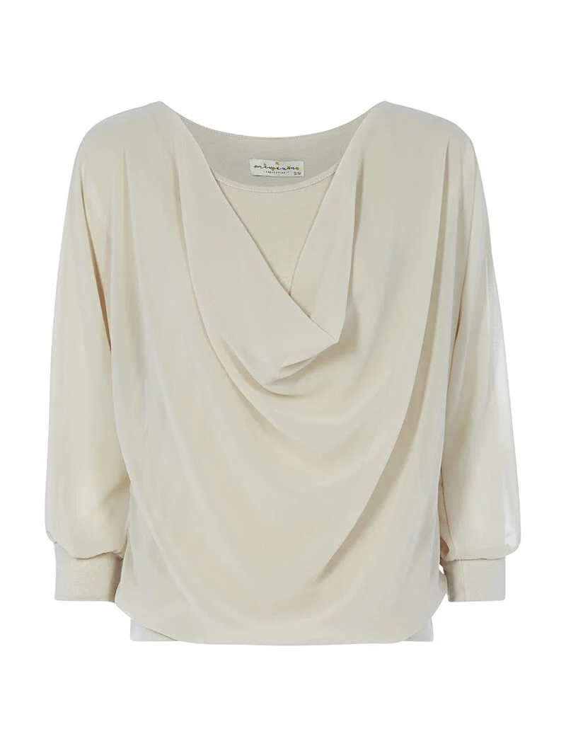 Top mit Wasserfallausschnitt - beige