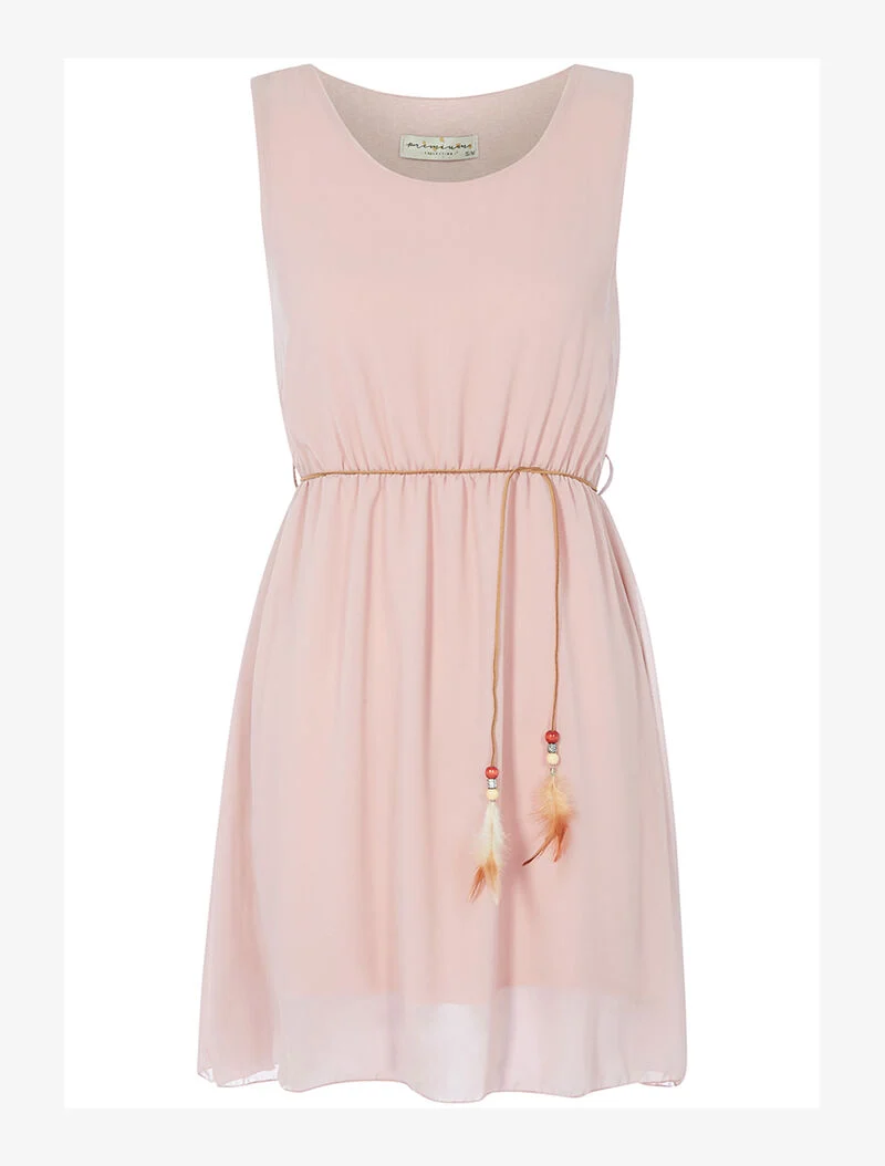 Gürtelkleid aus Voile - Rose