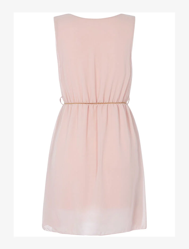 Gürtelkleid aus Voile - Rose