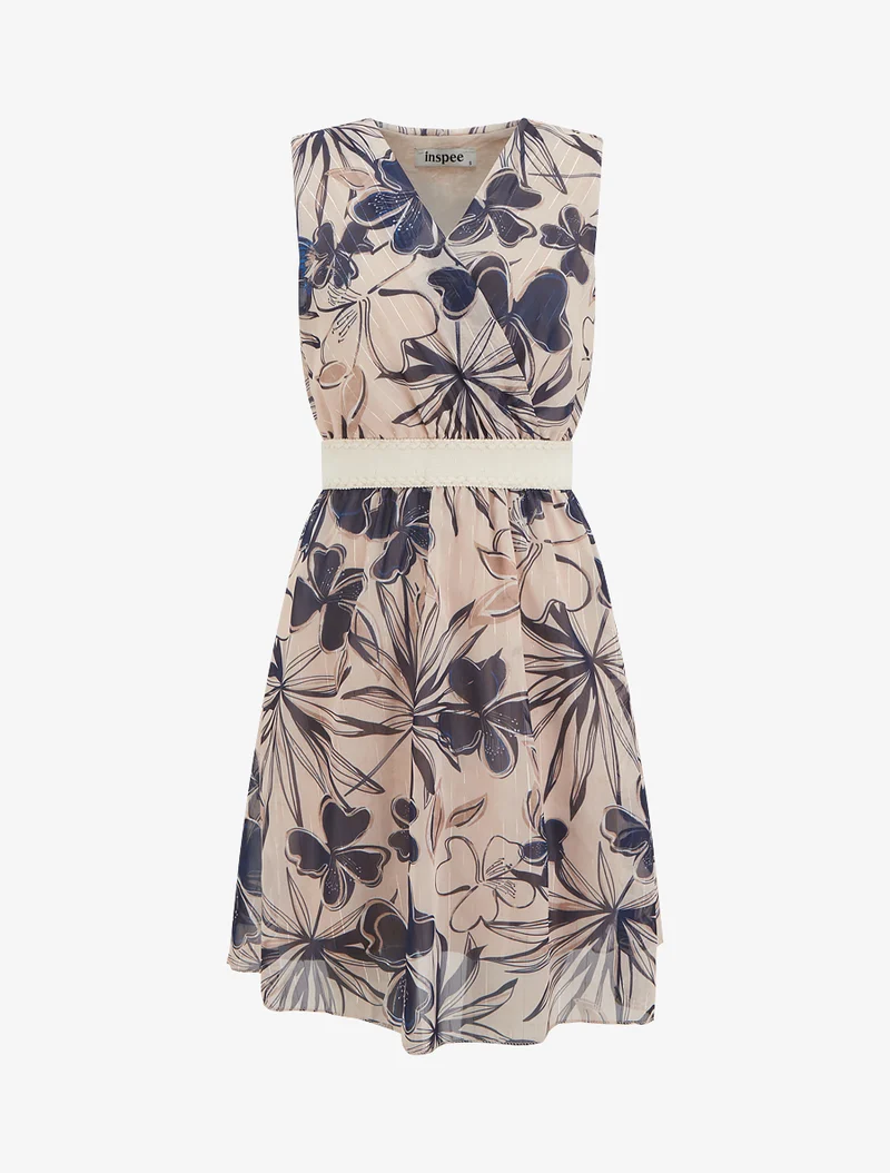 Ärmelloses Skaterkleid mit Blumenmuster - Marine