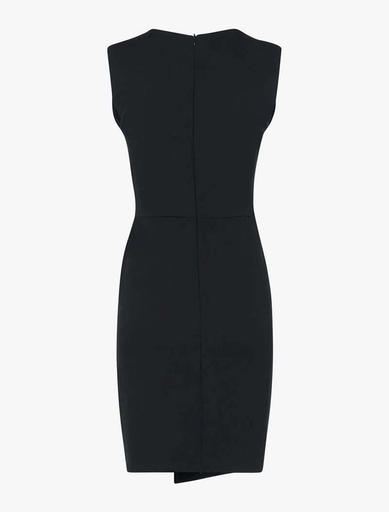 Wickelkleid mit geraffter Taille - schwarz