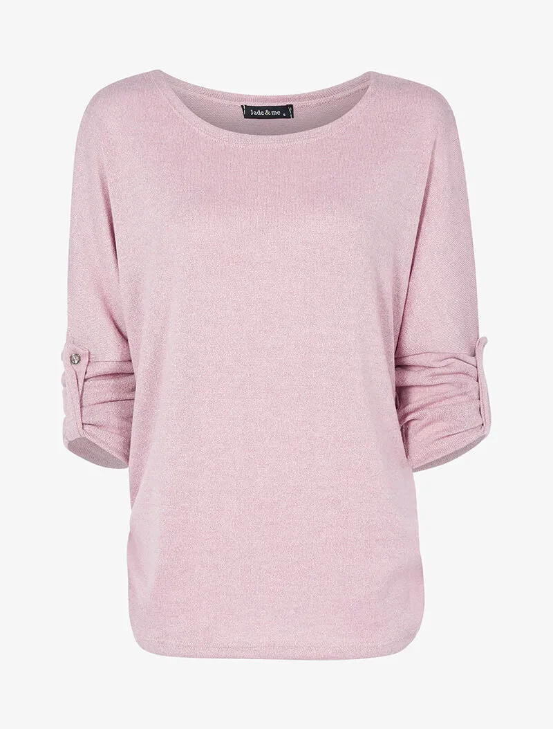 Weit geschnittenes glitzerndes Top - Rose