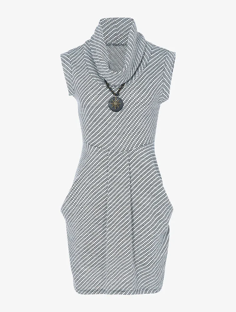 Ärmelloses Pullkleid mit gerafften Bahnen - schwarz