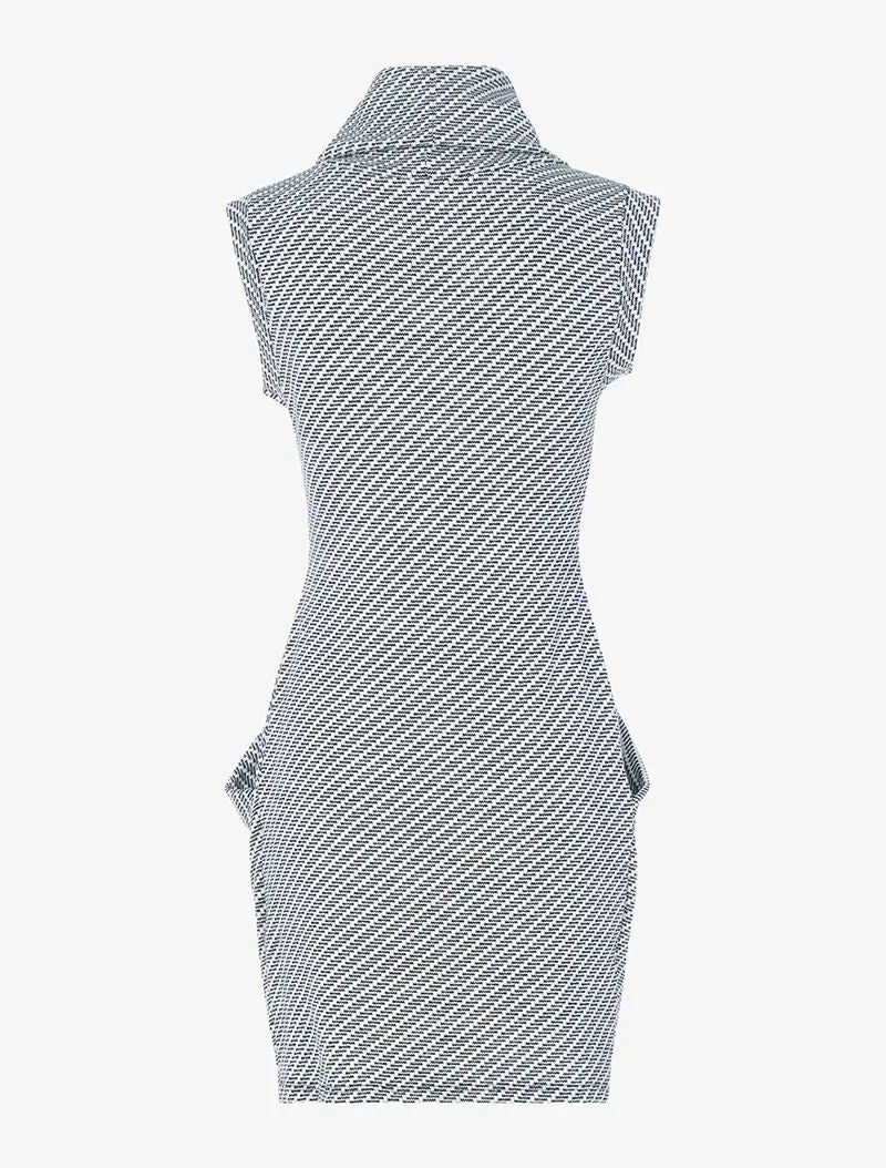Ärmelloses Pullkleid mit gerafften Bahnen - schwarz