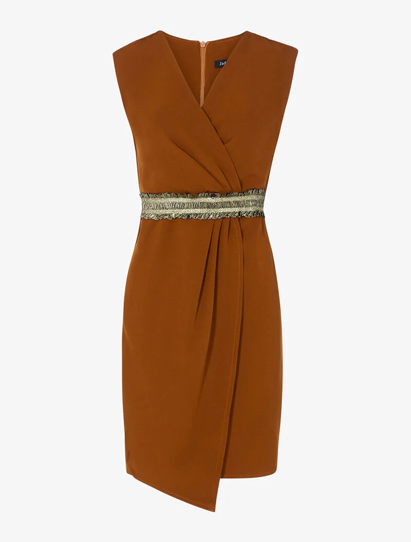 Wickelkleid mit geraffter Taille - Sienaerde