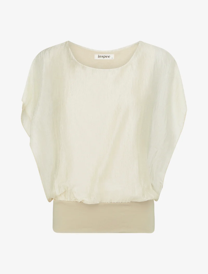 Top aus strukturiertem Stoff - Beige
