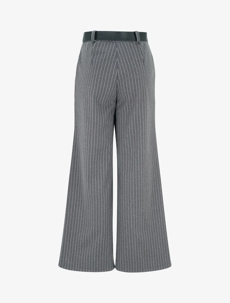 Dicke gestreifte Hose - Grau