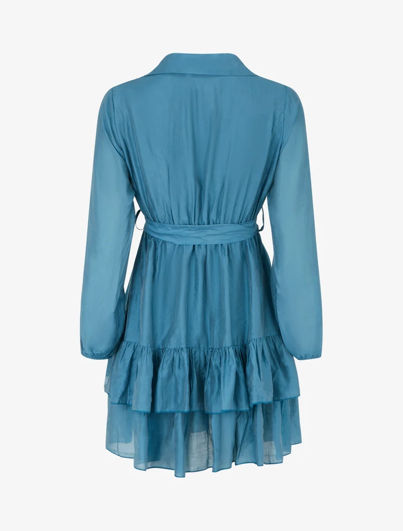 Rüschiges kurzes Kleid - Blau