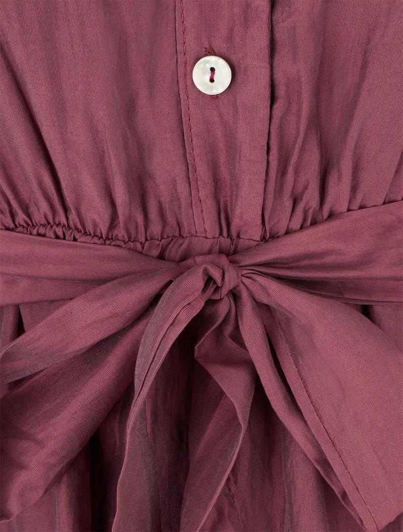 Rüschiges kurzes Kleid - Pflaume