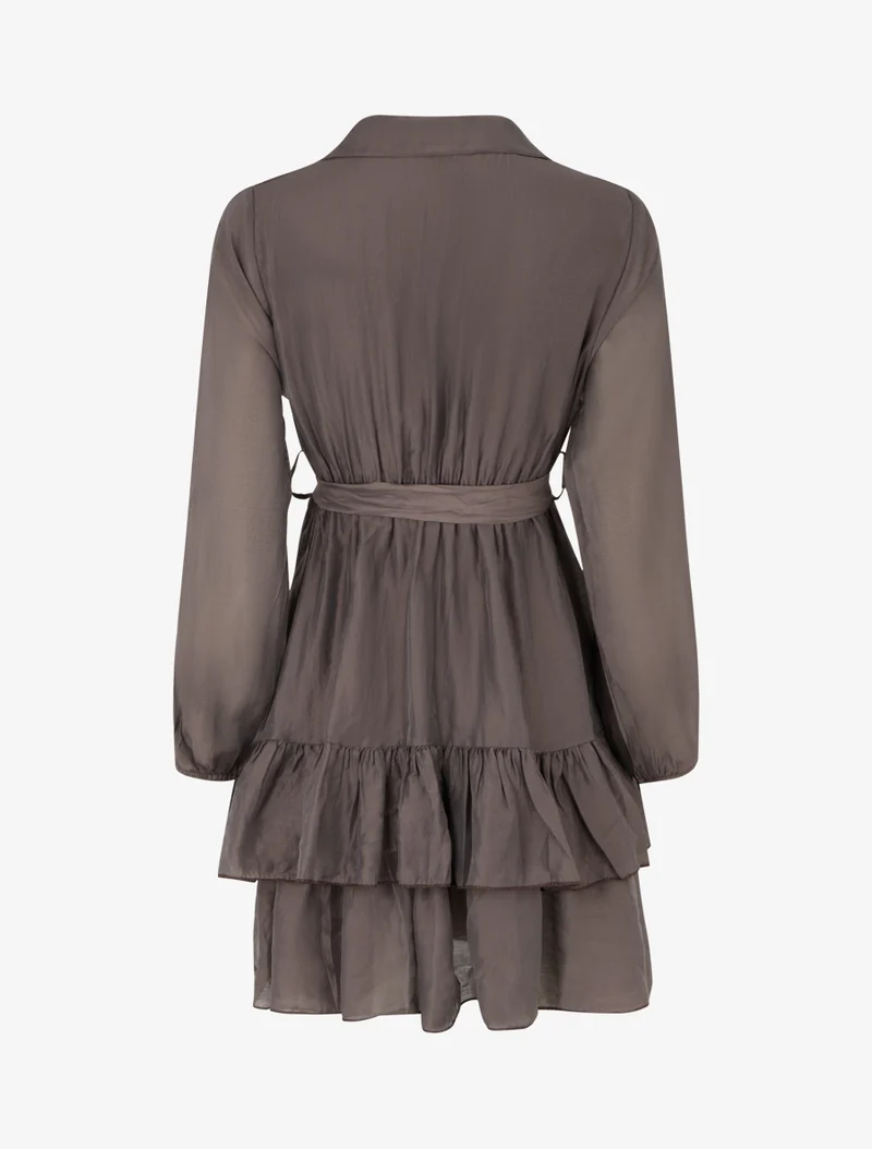 Rüschiges kurzes Kleid - Braun