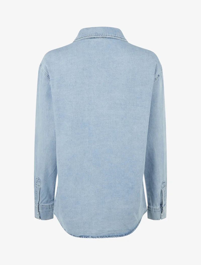Langärmeliges, gerades Jeanshemd - Blau