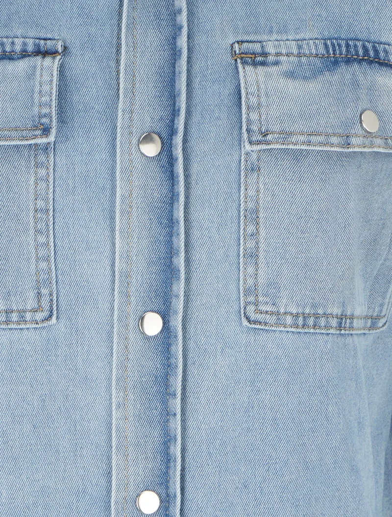 Langärmeliges, gerades Jeanshemd - Blau