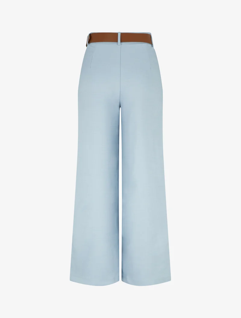 Hose mit hoher Taille und weitem Schnitt - Hellblau