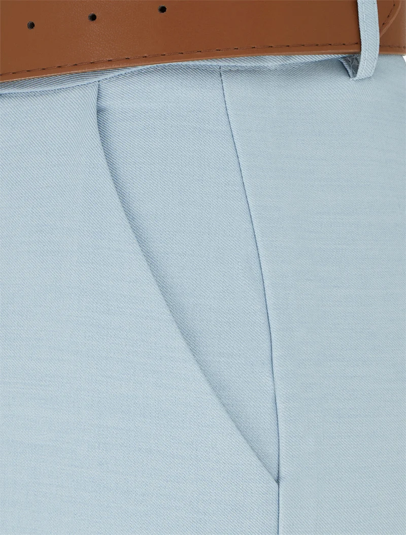 Hose mit hoher Taille und weitem Schnitt - Hellblau