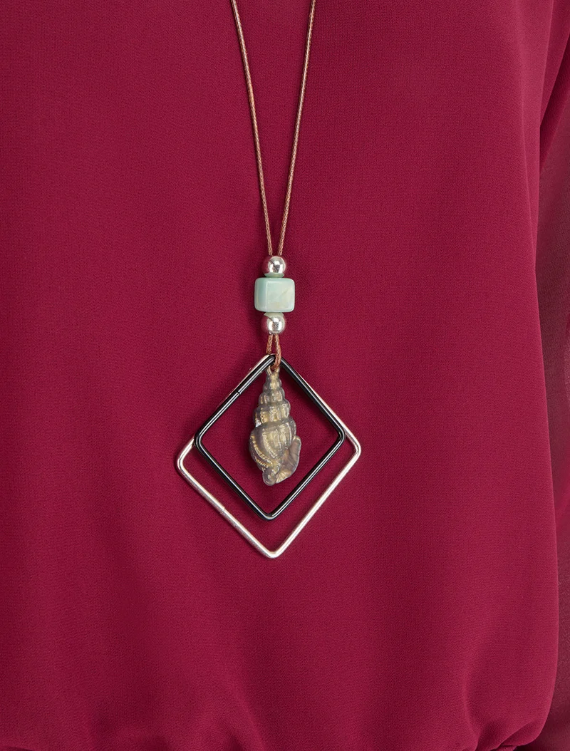 Uni Bluse aus Voile mit langen Ärmeln - Weinrot