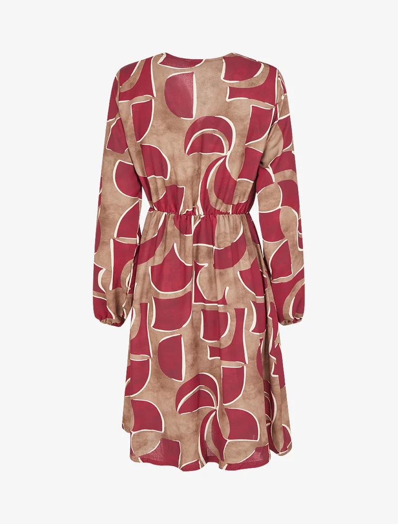 Elastisches Kleid mit abstraktem Druck - Bordeaux