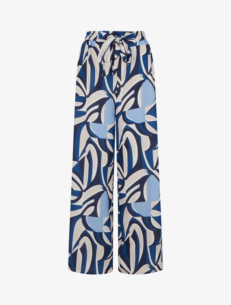 Weit geschnittene Hose mit grafischem Print. - Blau
