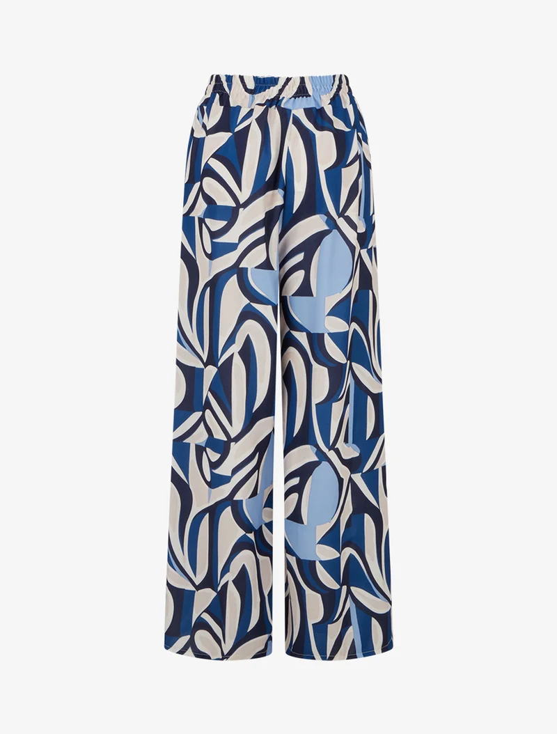 Weit geschnittene Hose mit grafischem Print. - Blau