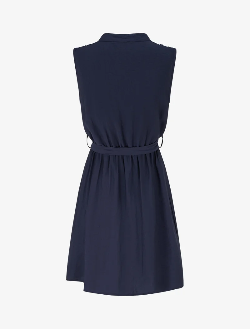 Ärmelloses, knielanges, geknöpftes Kleid - Marine
