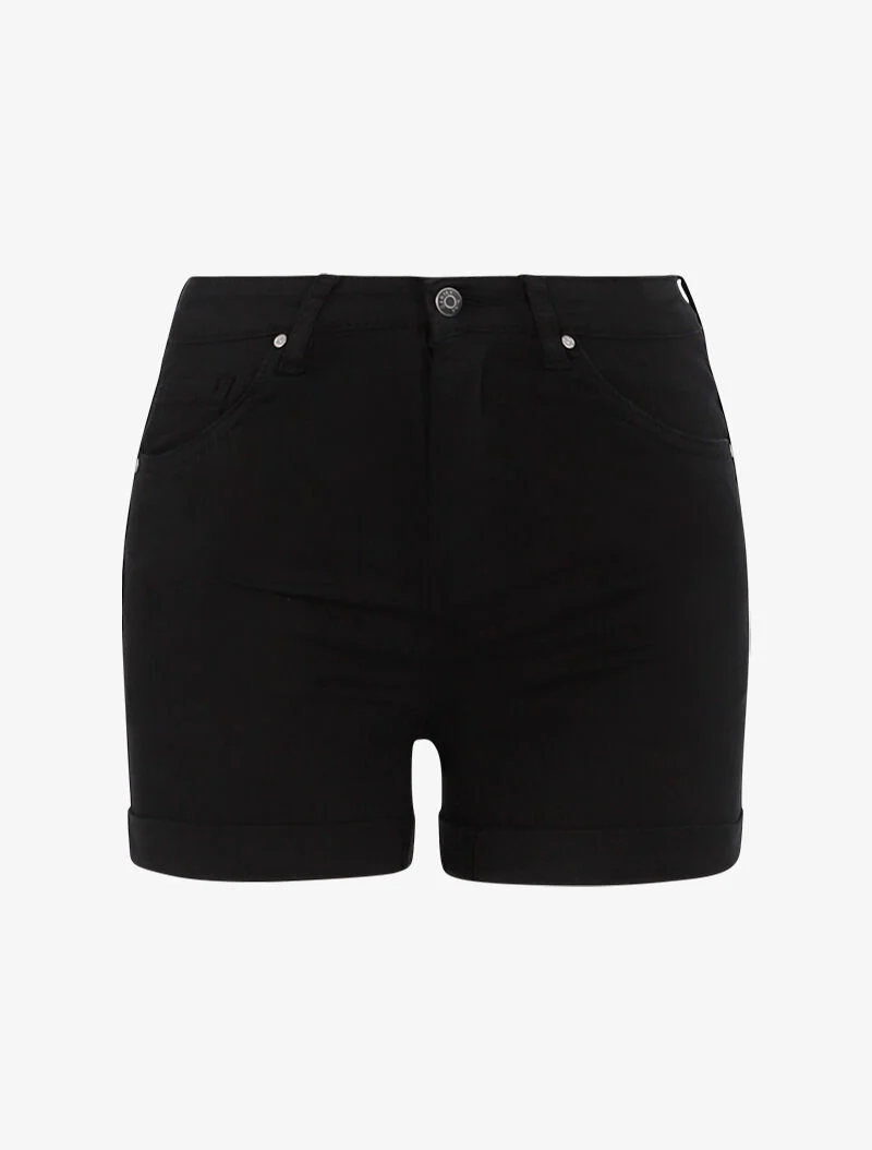 Unifarbene Minishorts mit Saum - schwarz