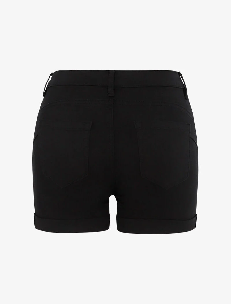 Unifarbene Minishorts mit Saum - schwarz