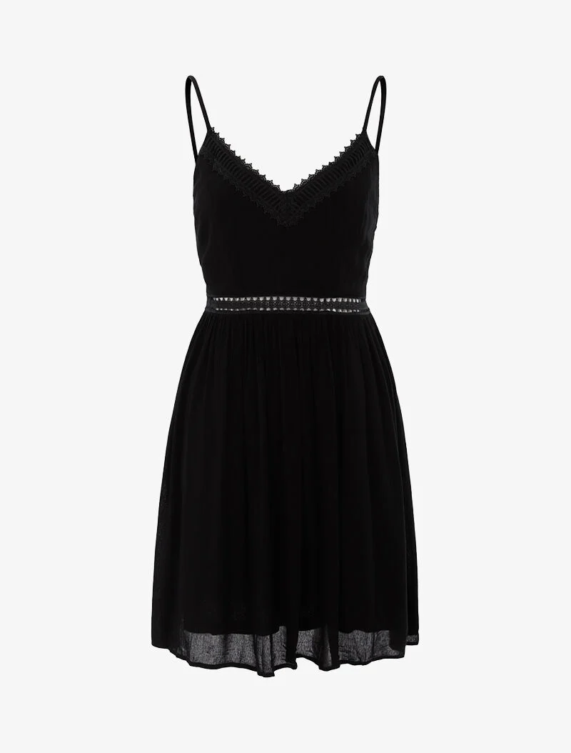 Kleid mit Häkel-Details - schwarz