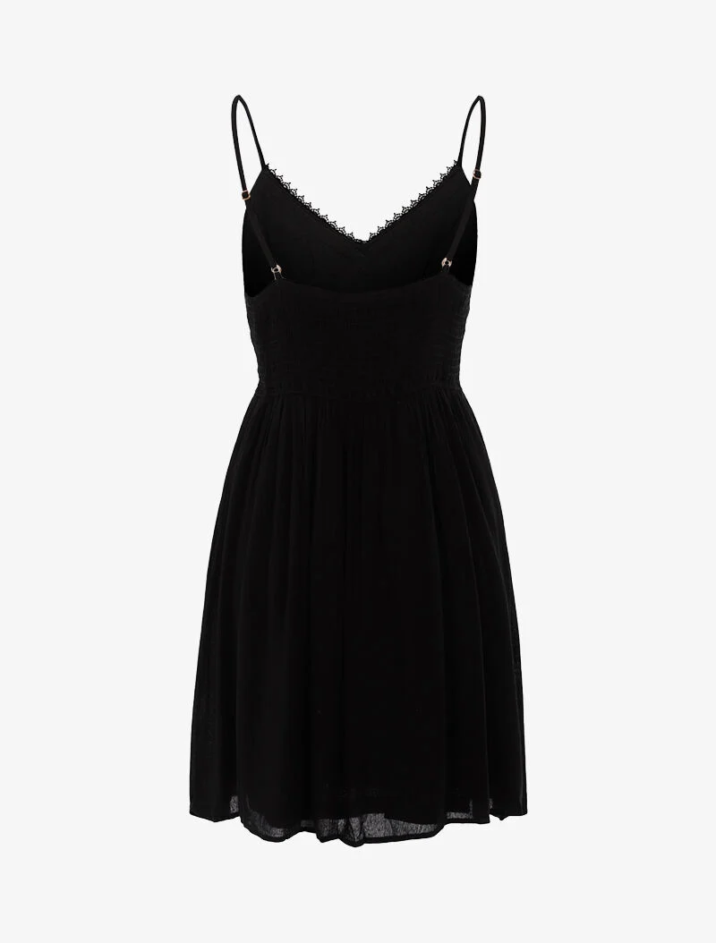 Kleid mit Häkel-Details - schwarz