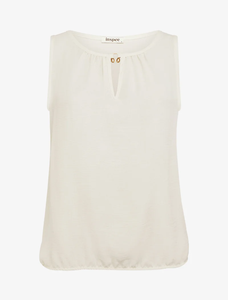 Elastisches Oberteil mit Juweleneinsatz - Beige