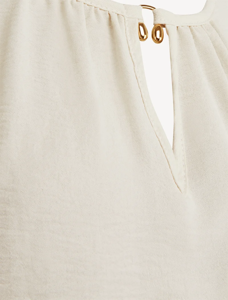 Elastisches Oberteil mit Juweleneinsatz - Beige