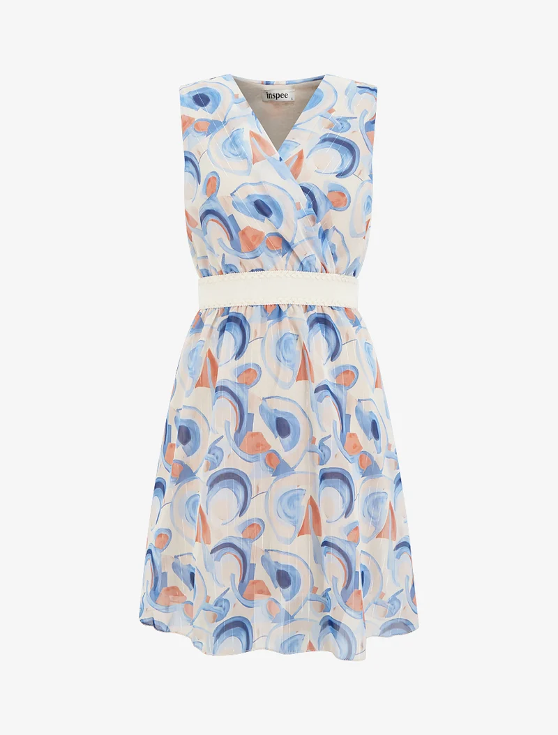 Ärmelloses Skaterkleid mit grafischem Druck - Himmelblau
