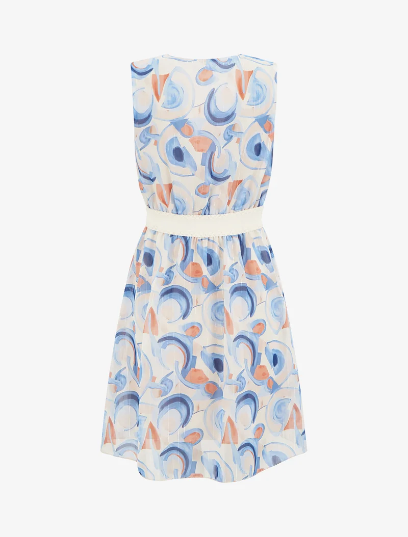 Ärmelloses Skaterkleid mit grafischem Druck - Himmelblau