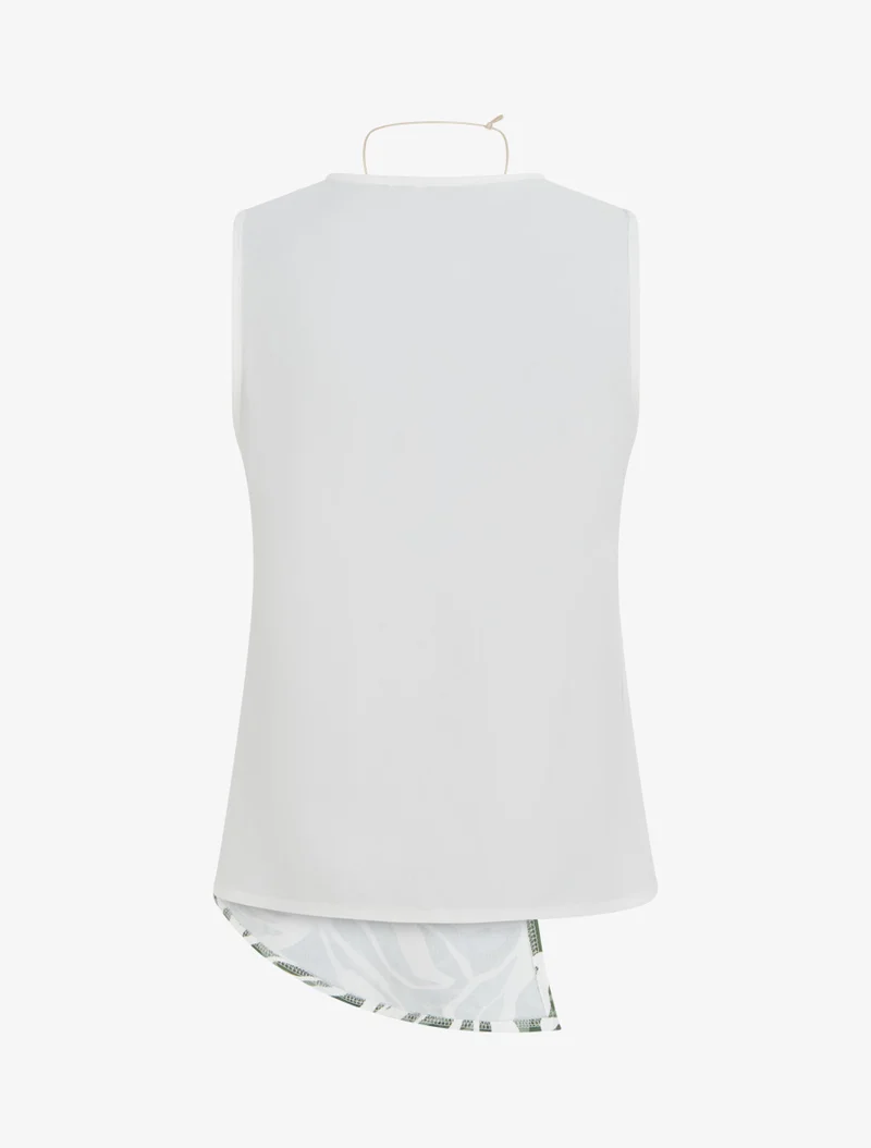 Ärmelloses asymmetrisches Top mit abstraktem Druck - Kaki
