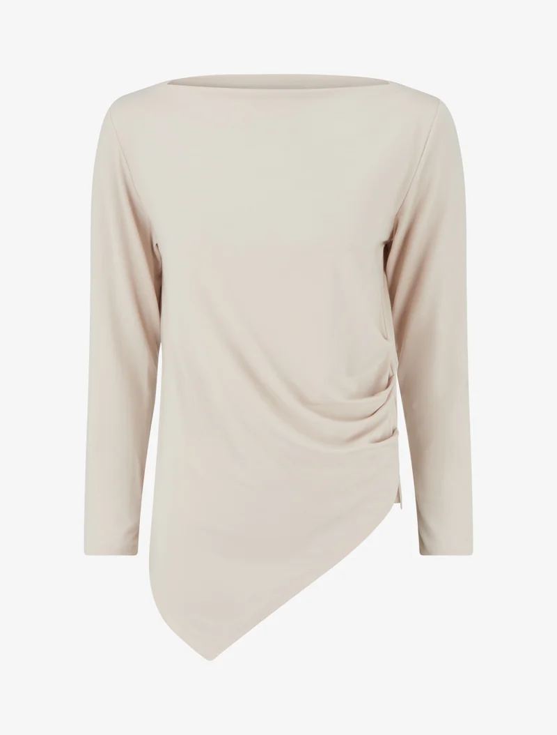 Asymmetrisches Top mit Rundhalsausschnitt - Beige