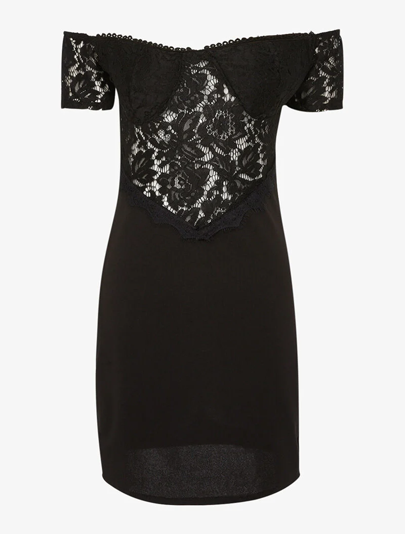 Kleid aus durchbrochener Spitze - schwarz