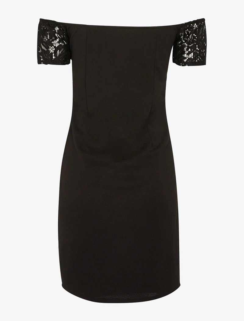 Kleid aus durchbrochener Spitze - schwarz