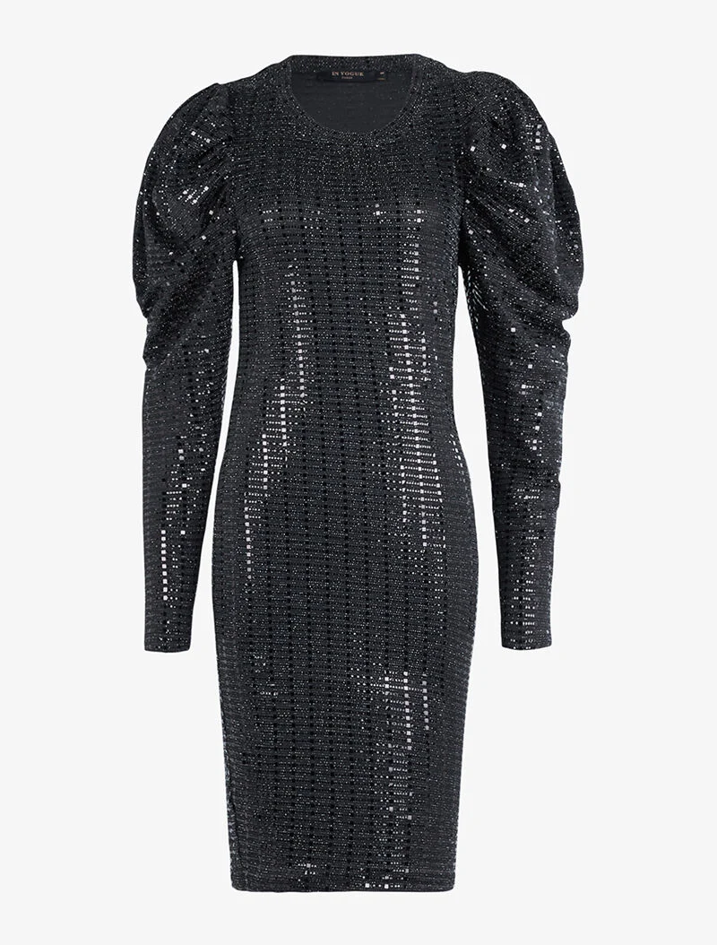 Langes Kleid mit Facetten - schwarz