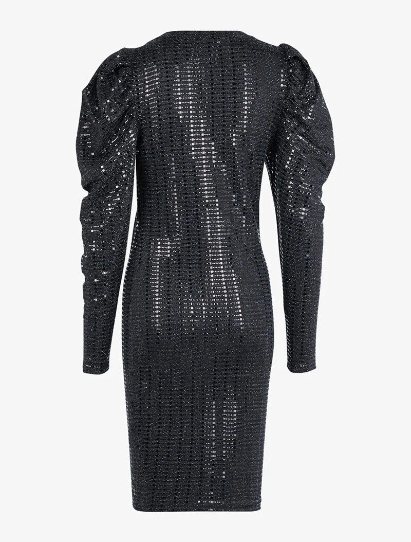 Langes Kleid mit Facetten - schwarz