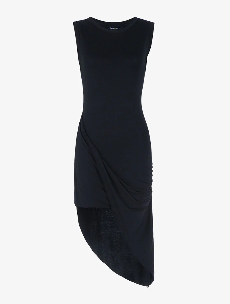 Asymmetrisch geschnittenes Kleid - schwarz