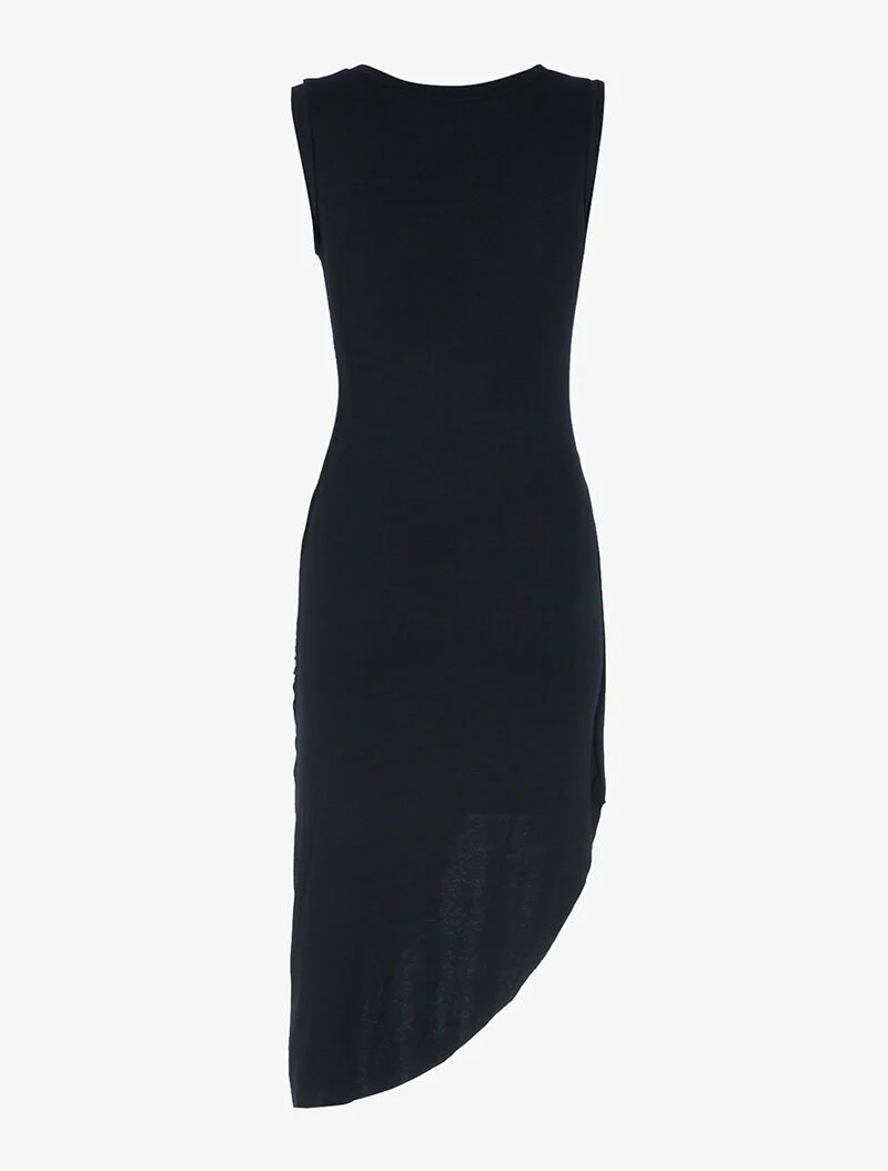 Asymmetrisch geschnittenes Kleid - schwarz