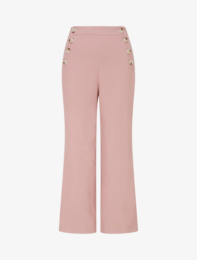 Gerade Hose mit Knopfverschluss an den Seiten. - Rose