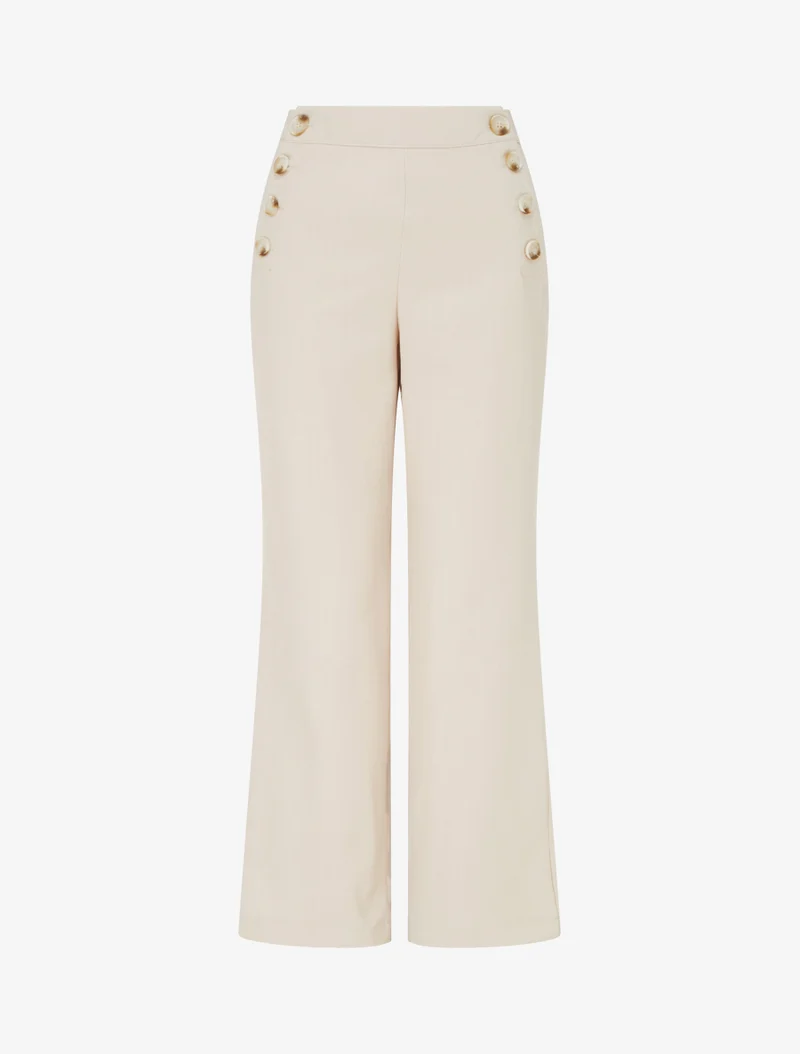 Gerade Hose mit Knopfverschluss an den Seiten. - Beige