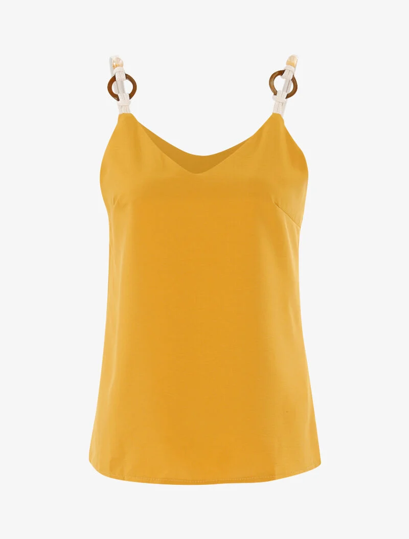 Tanktop mit Seileffekt-Trägern - gelb
