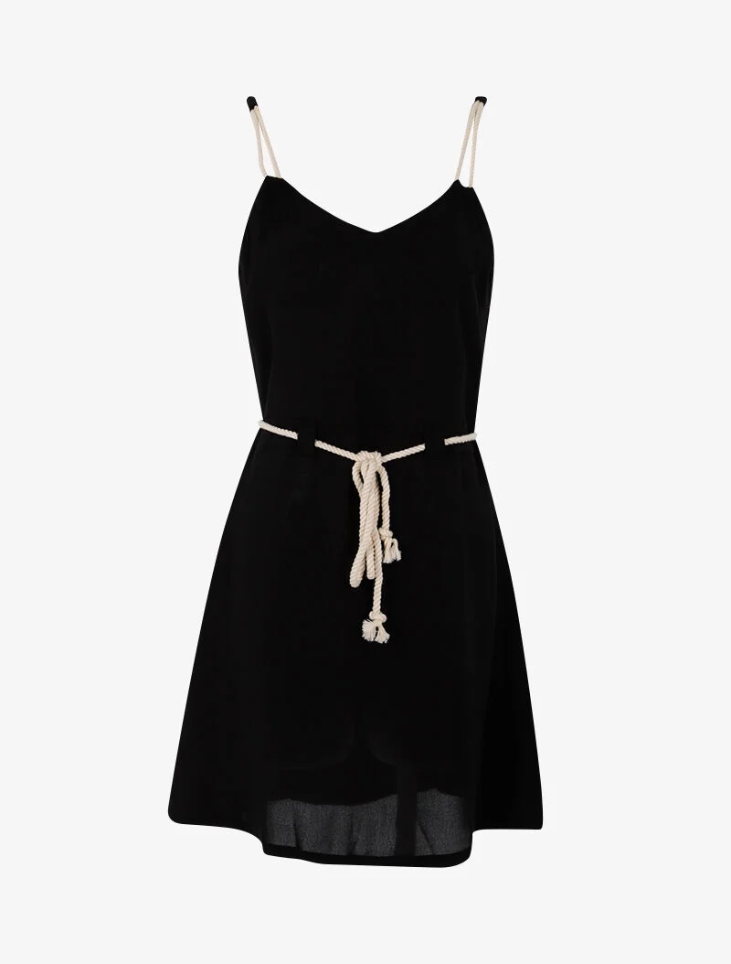 Kleid mit Trägern im Seil-Stil - schwarz