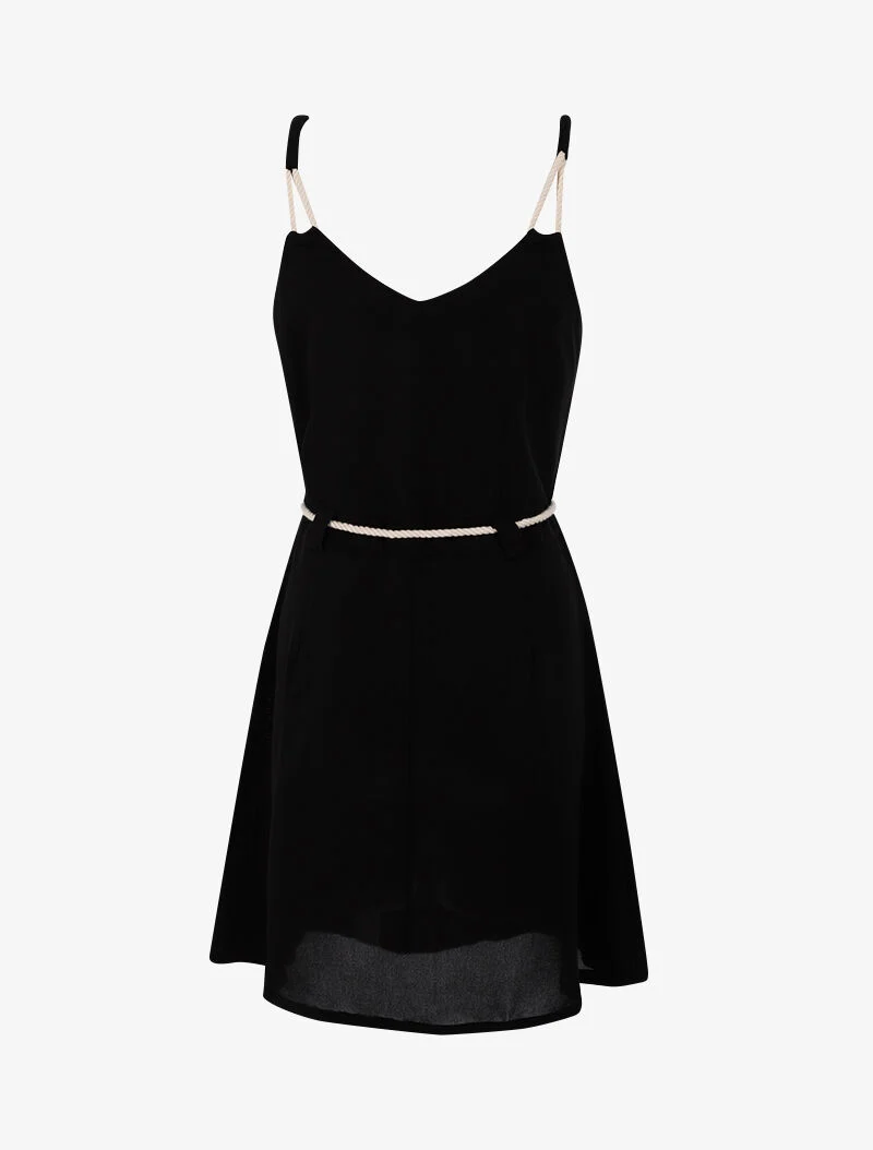Kleid mit Trägern im Seil-Stil - schwarz